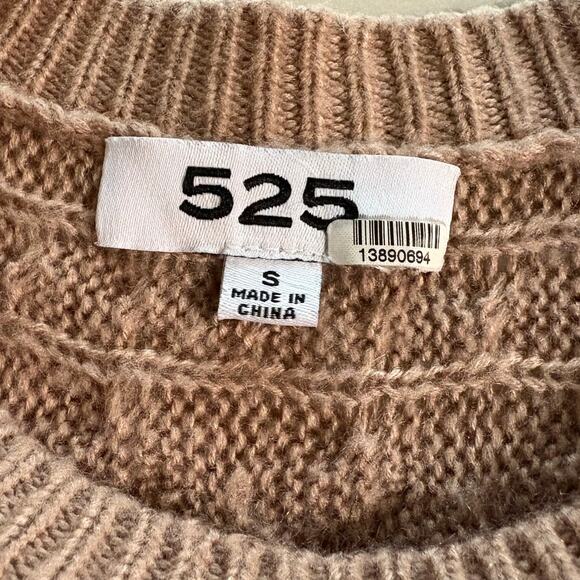 525 America Brown Cable Knit Shoulder Pad Sweater Size S - Picture 5 of 8
